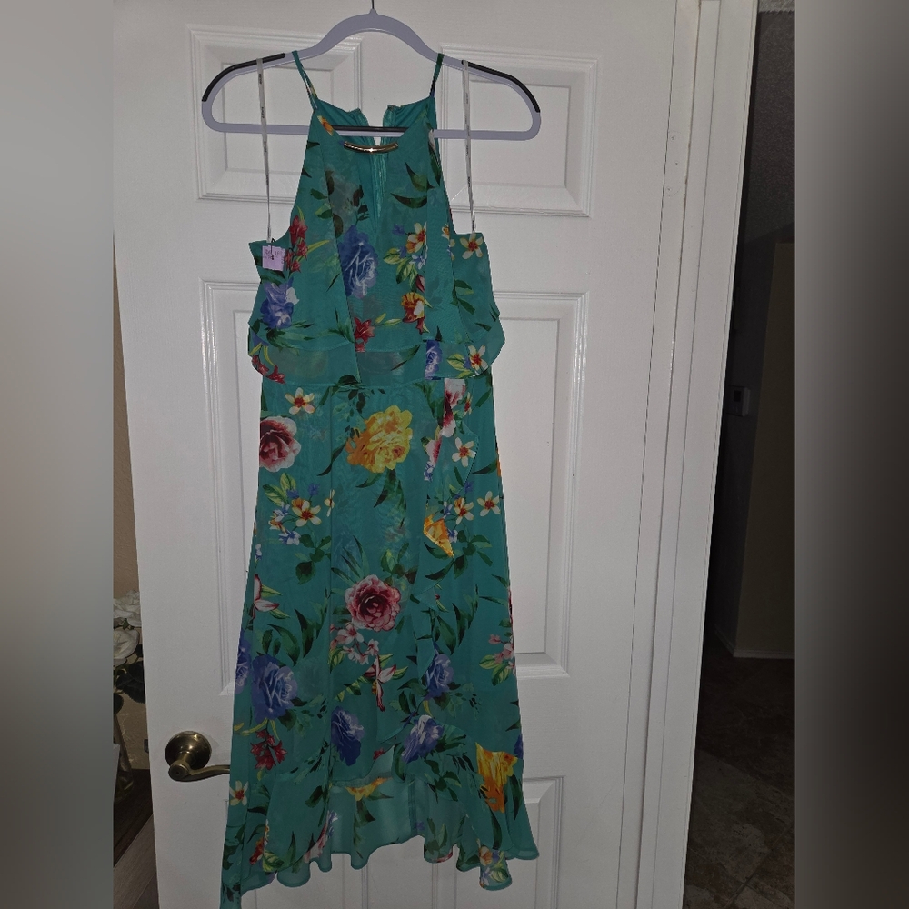 Kensie Teal Floral Dress